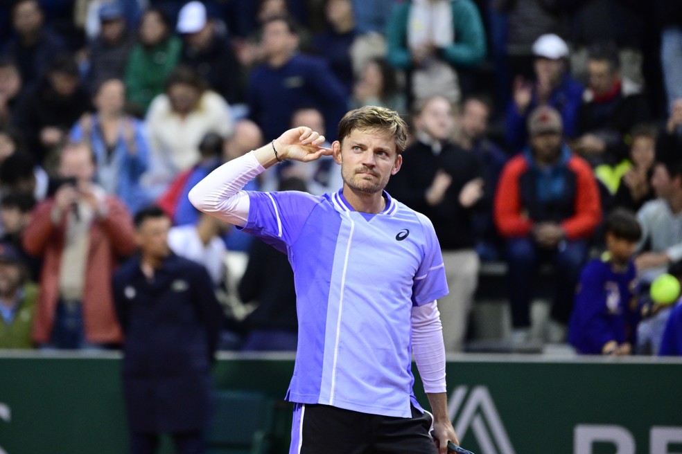 David Goffin comemora vitória em Roland Garros — Foto: Getty Images