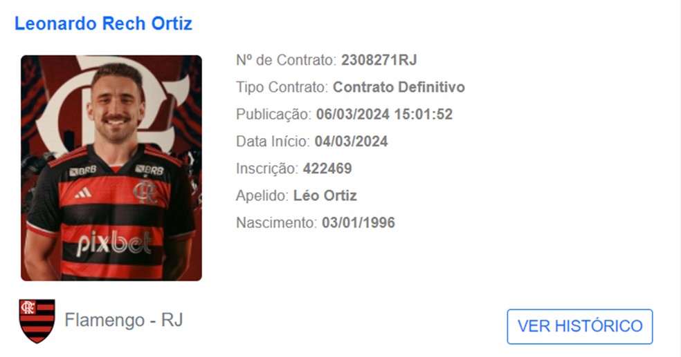 Léo Ortiz é regularizado pelo Flamengo — Foto: Reprodução