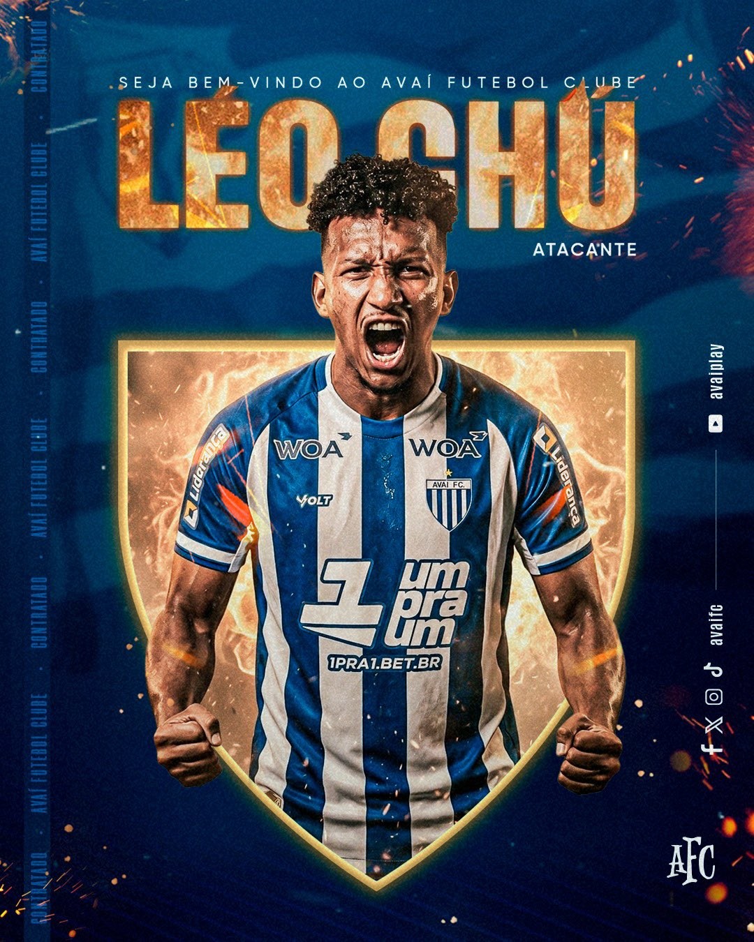 Avaí anuncia a contratação por empréstimo do atacante Léo Chú