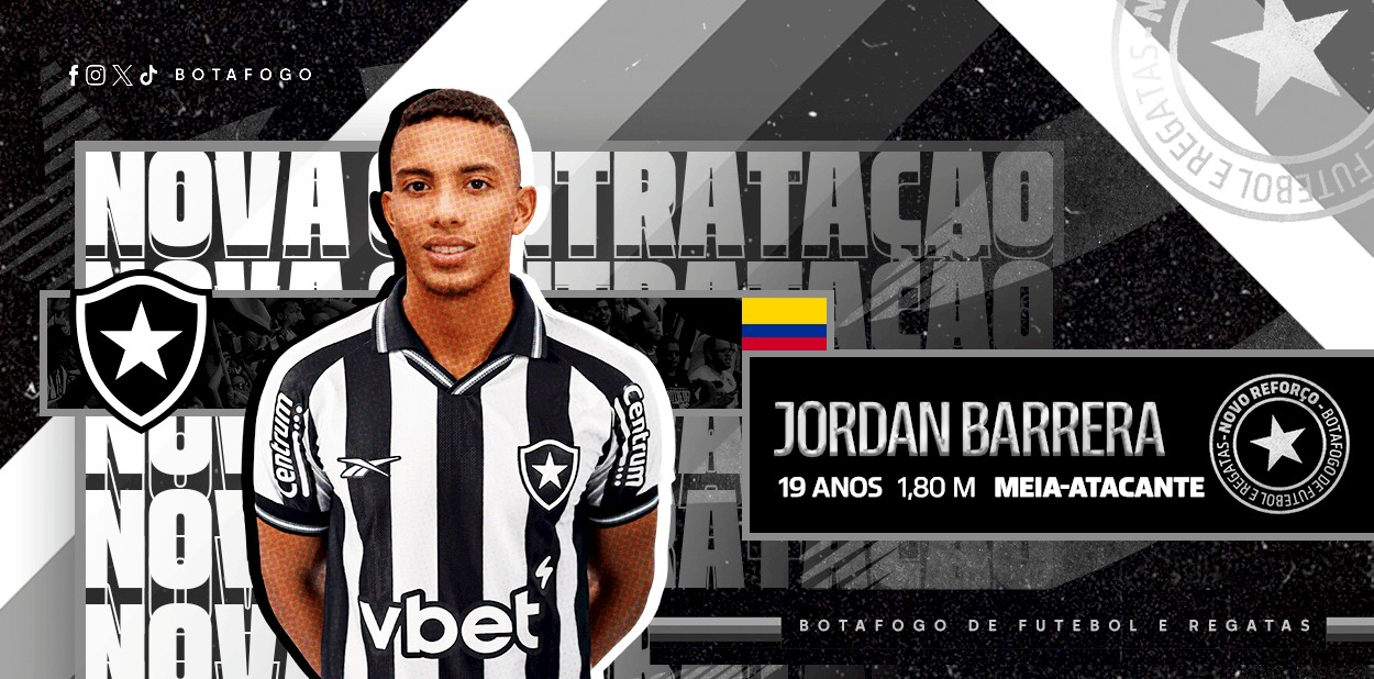 Botafogo anuncia a contratação de Jordan Barrera