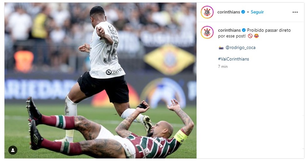 Corinthians provoca Felipe Melo e Fluminense em rede social — Foto: Reprodução / Instagram