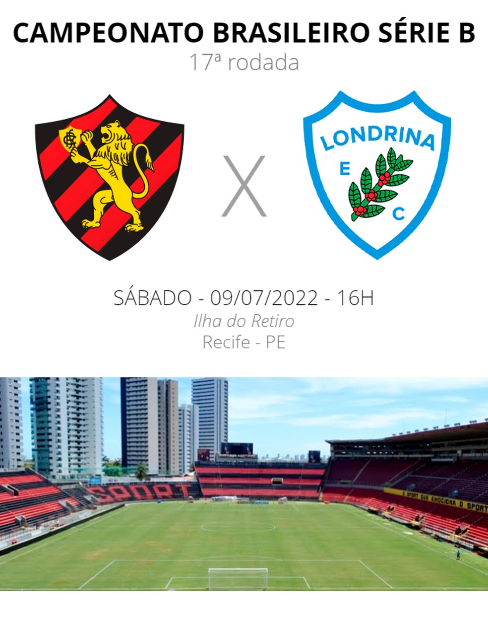 Sport x Londrina: saiba onde assistir ao jogo da Série B do Brasileiro