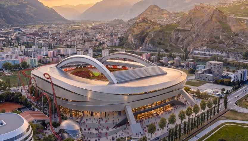 Clube suíço apresenta projeto de estádio com montanha-russa; veja