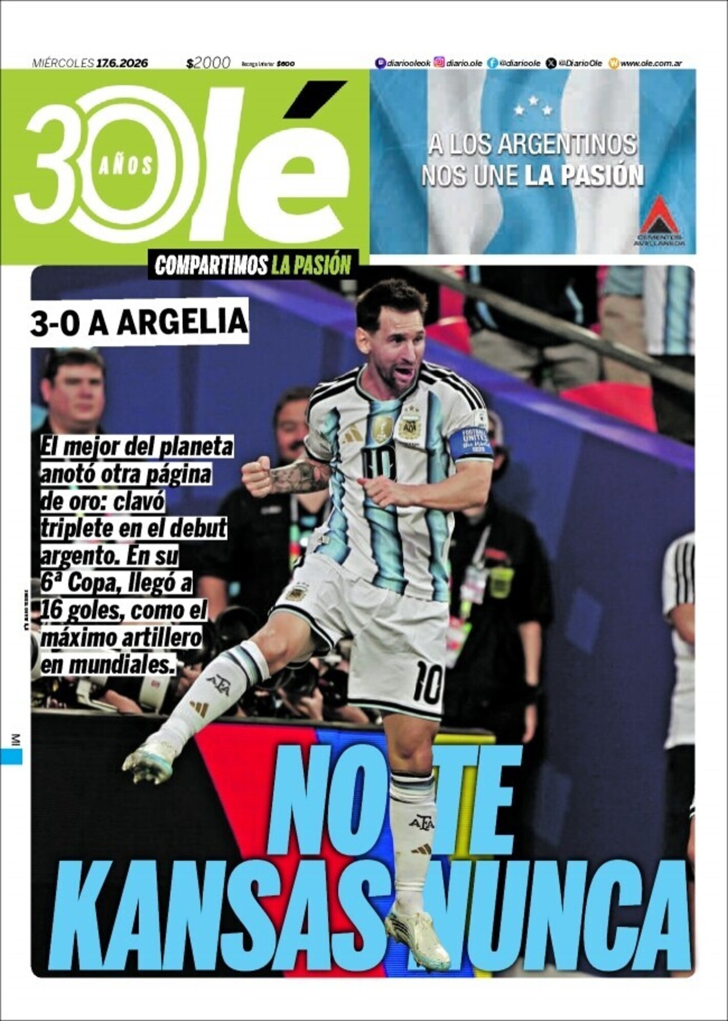 Hat-trick de Messi garante goleada da Argentina sobre a Argélia na Copa 2026