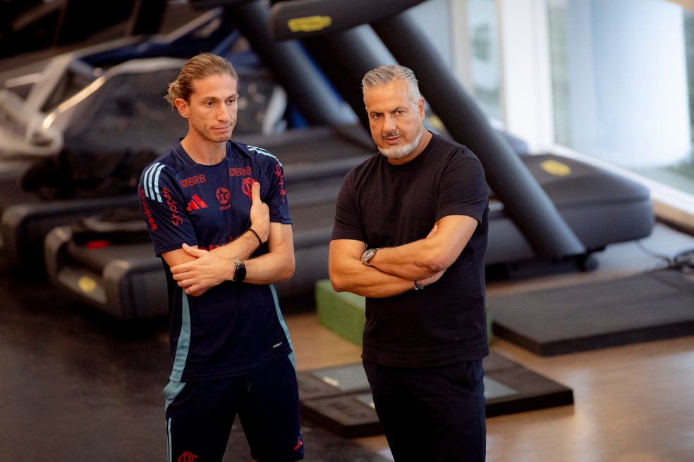 Filipe Lus e Jos Boto no CT do Flamengo  Foto: Adriano Fontes / Flamengo