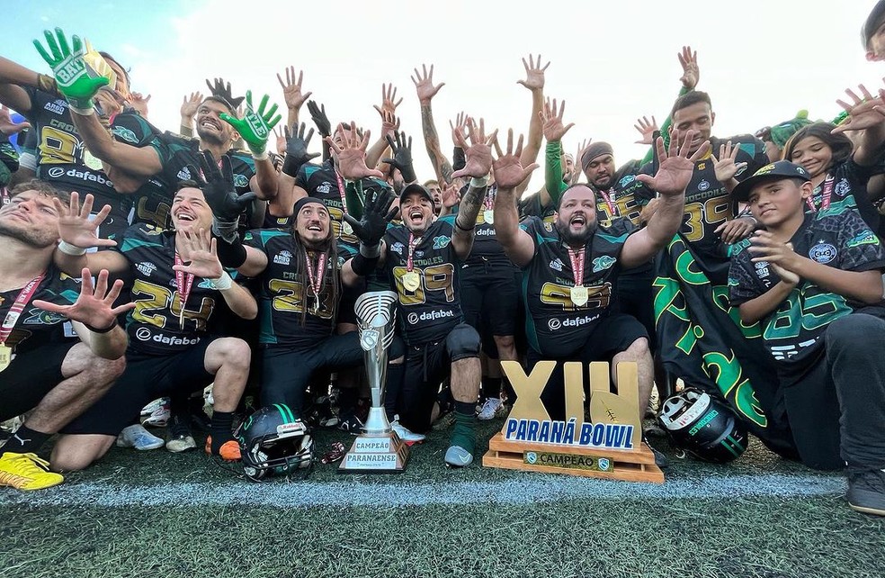 Coritiba Crocodiles, em 2023, decacampeão paranaense — Foto: Mateus Suzin/ Coritiba