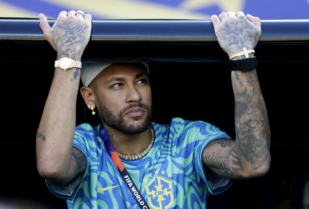 Reações de Neymar durante o jogo entre Brasil e Marrocos