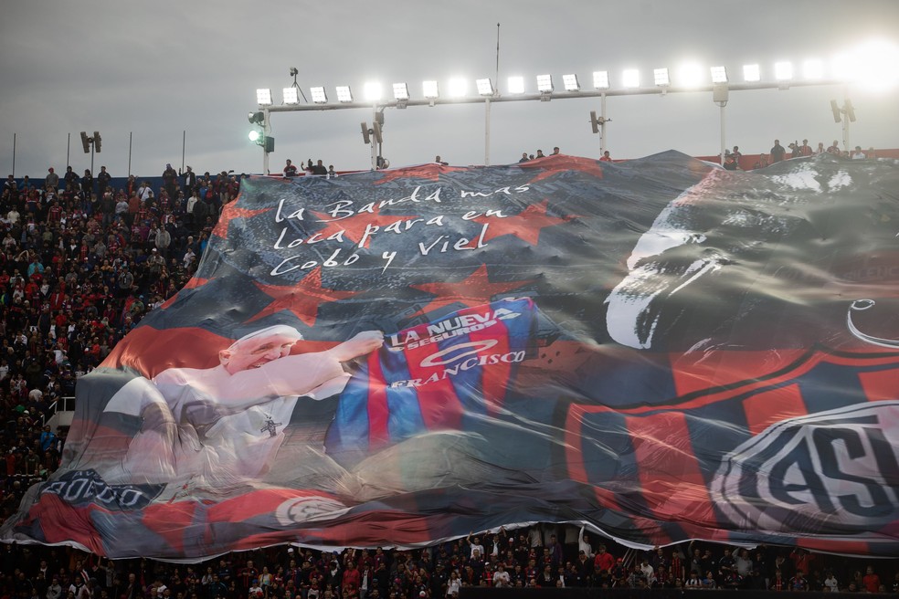 Papa Francisco em evento relacionado ao San Lorenzo, clube pelo qual demonstra grande afeição.