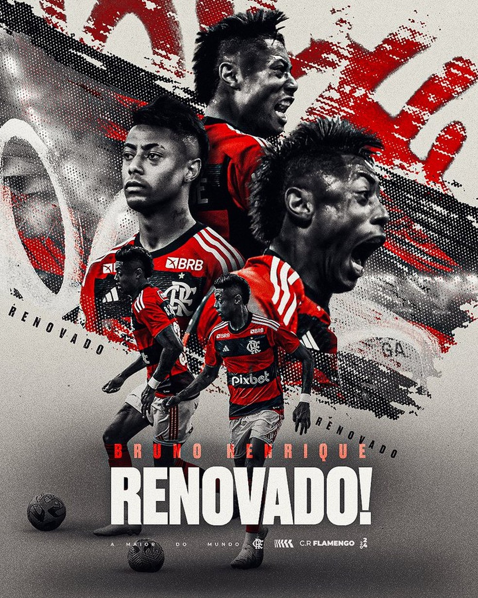 Flamengo divulga renovação de Bruno Henrique — Foto: Divulgação