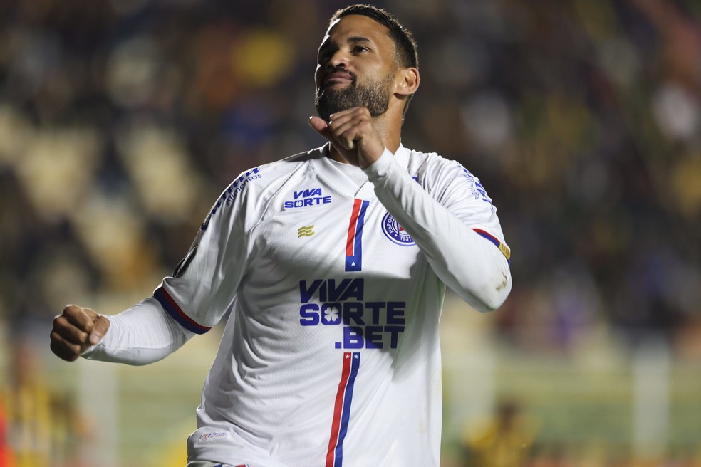Willian José comemora gol em The Strongest x Bahia — Foto: Letícia Martins / EC Bahia / Divulgação