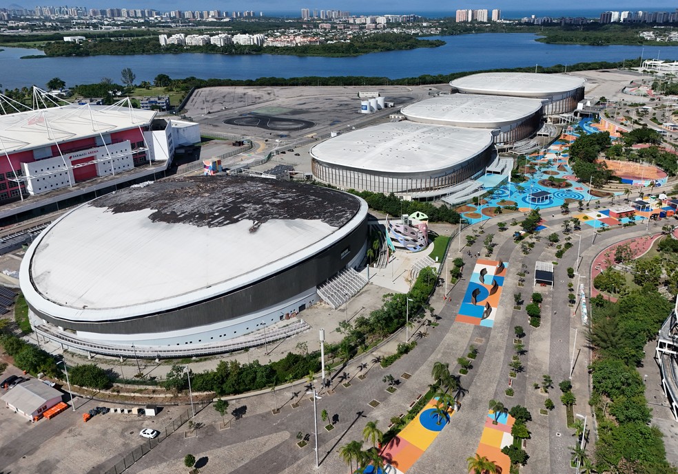 O Parque Olímpico da Barra visto de cima: Velódromo, Arenas Cariocas e Parque Rita Lee — Foto: André Durão