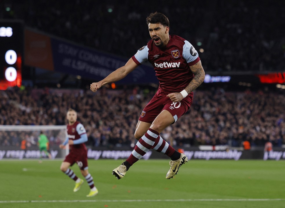 Paquetá comemora um gol pelo West Ham — Foto: Andrew Couldridge/Reuters