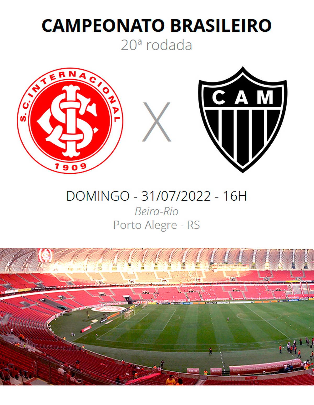 INTERNACIONAL X ATLÉTICO MG TRANSMISSÃO AO VIVO DIRETO DO BEIRA RIO -  CAMPEONATO BRASILEIRO 2023 