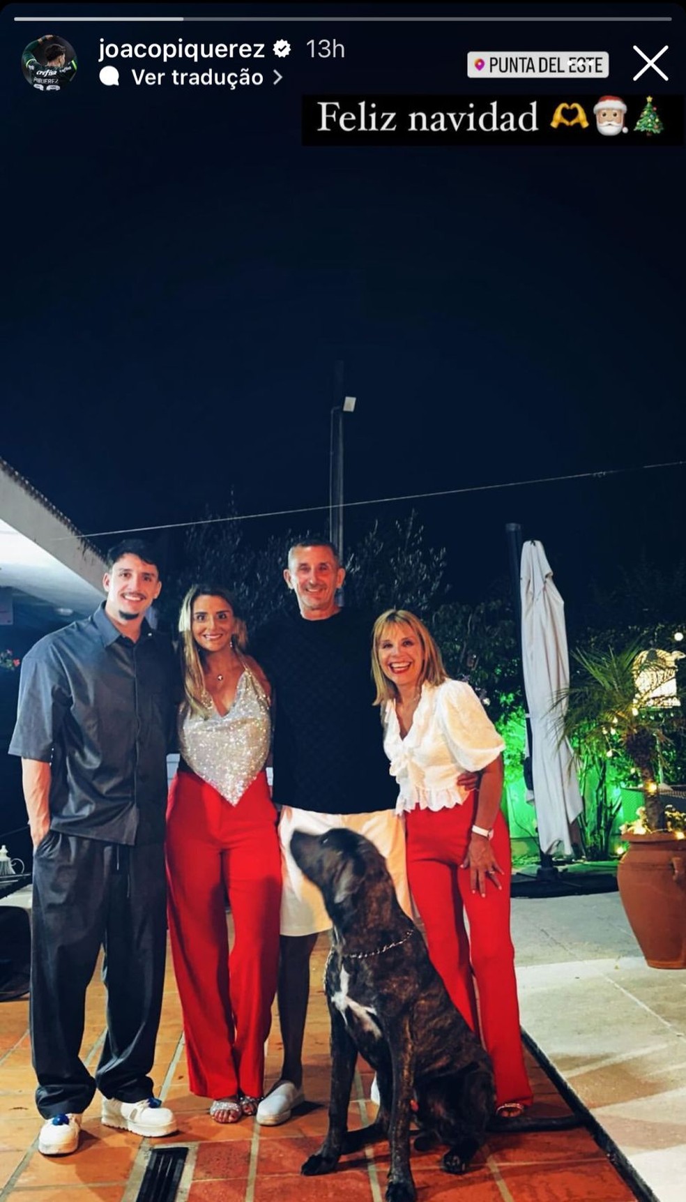 Piquerez, do Palmeiras, com a família no Natal — Foto: Reprodução