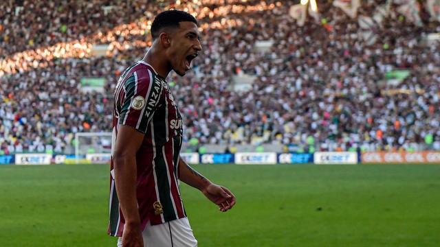 Kauã Elias comemora gol do Fluminense contra o Bahia