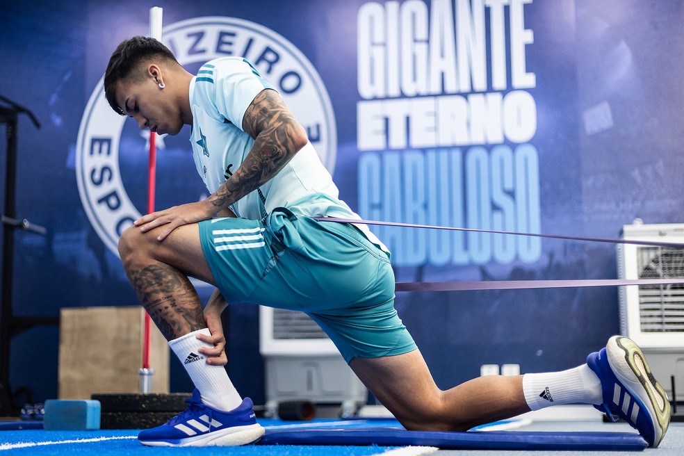 Kaio Jorge em treinamento de força no Cruzeiro — Foto: Gustavo Aleixo/Cruzeiro