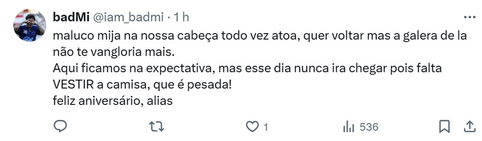 Torcida do Cruzeiro reage a postagem de Gabigol — Foto: Redes sociais