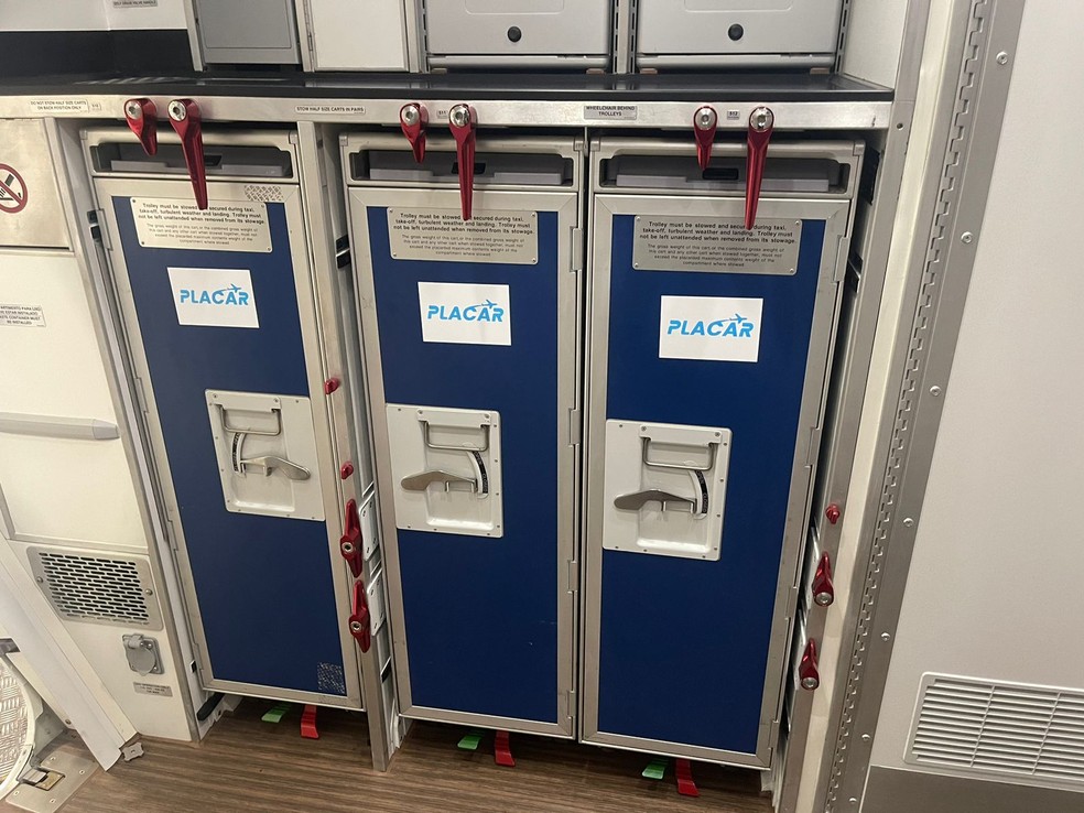 Mais detalhes internos da aeronave de Leila Pereira, presidente do Palmeiras — Foto: Thiago Ferri