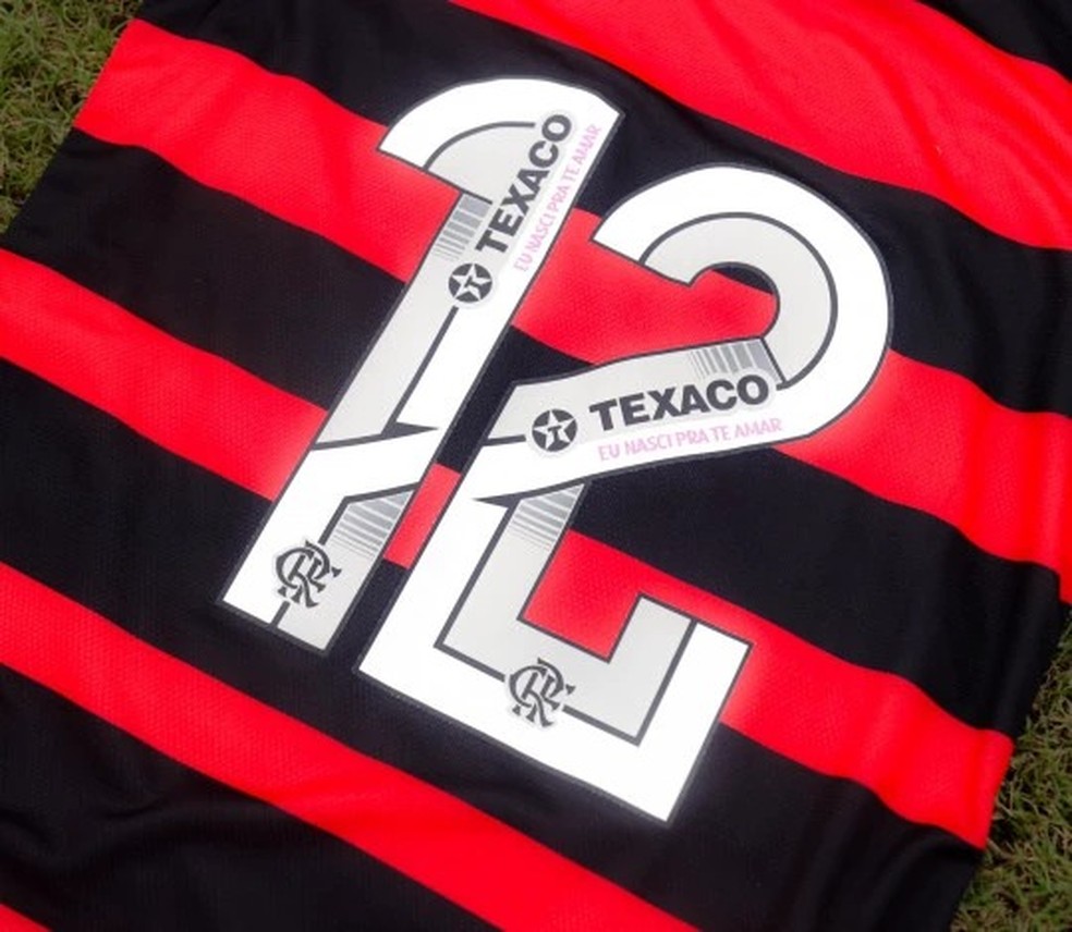 Patrocínio da Texaco nos números da camisa do Flamengo — Foto: Divulgação / Flamengo