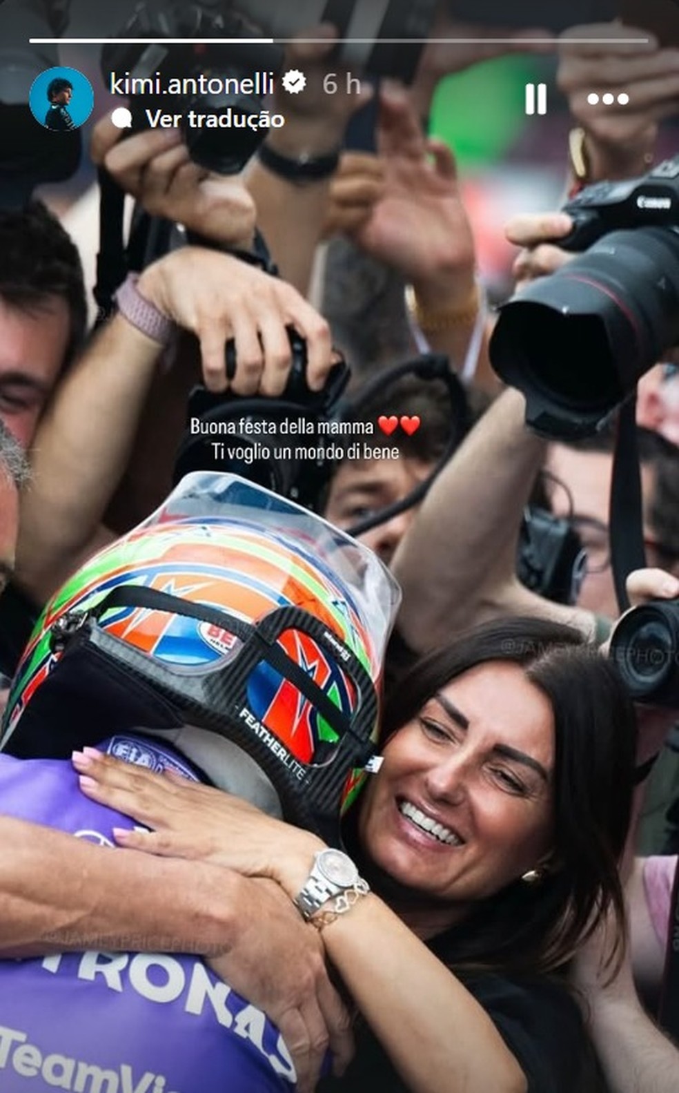 Kimi Antonelli manda recado de carinho para Veronica Antonelli &mdash; Foto: Reprodu&ccedil;&atilde;o/Instagram