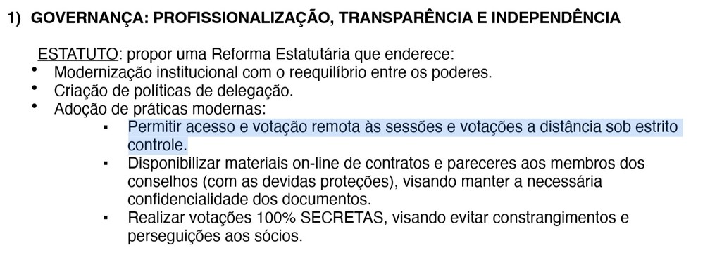 Plano de governo de Bap previa vota��o online nas reuni�es do Flamengo � Foto: Reprodu��o