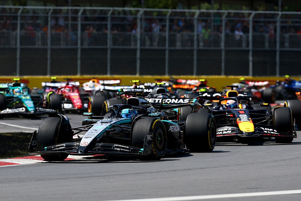 Largada do GP do Canadá da F1 2025 — Foto: Clive Rose/Getty Images