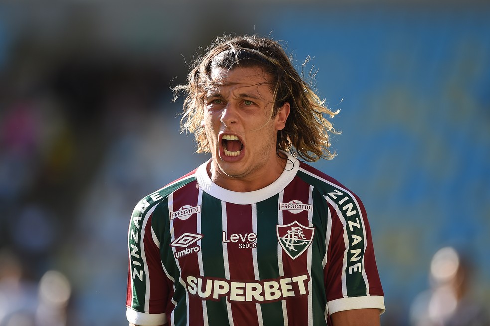 Canobbio comemora gol em Fluminense x Nova Iguaçu — Foto: André Durão