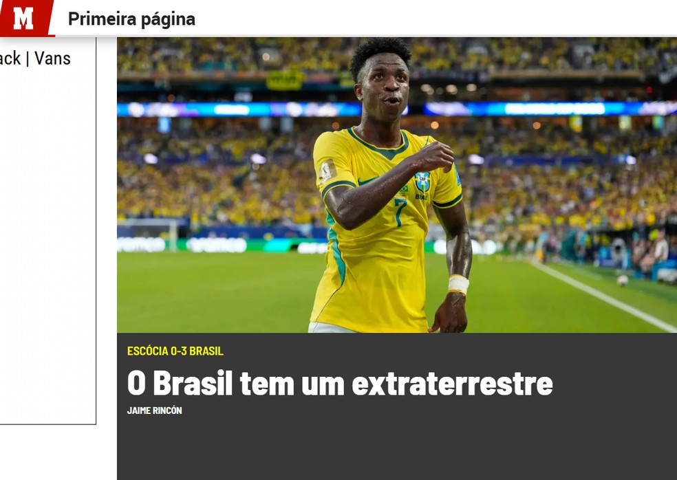 Marca diz que Vini Jr é extraterrestre — Foto: Reprodução