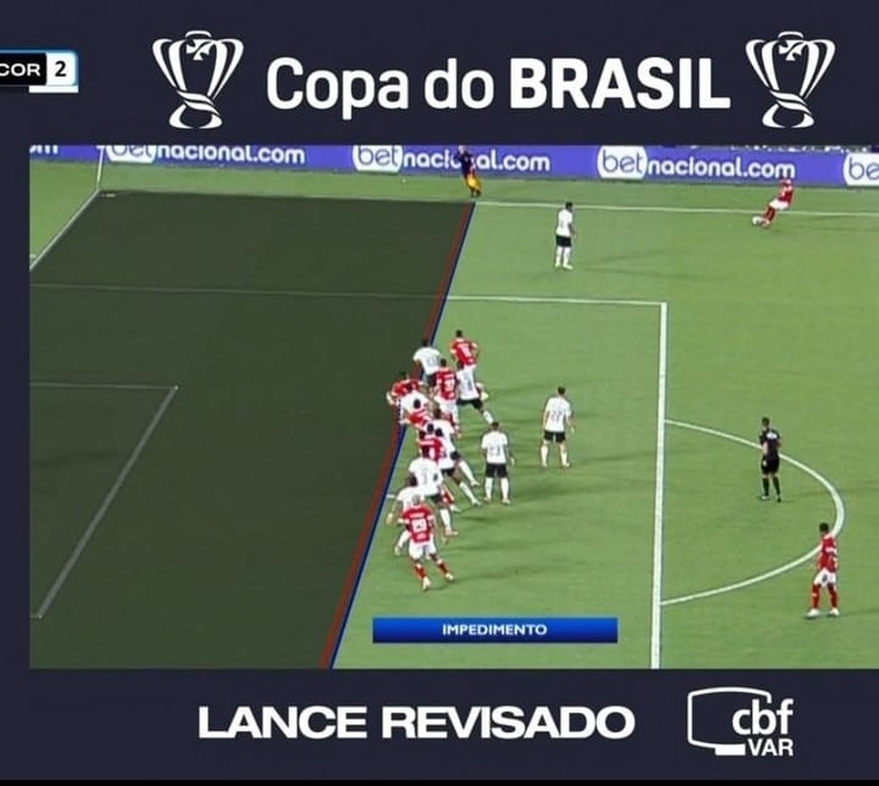 América-RN teve gol anulado por impedimento apontado pelo VAR — Foto: Reprodução