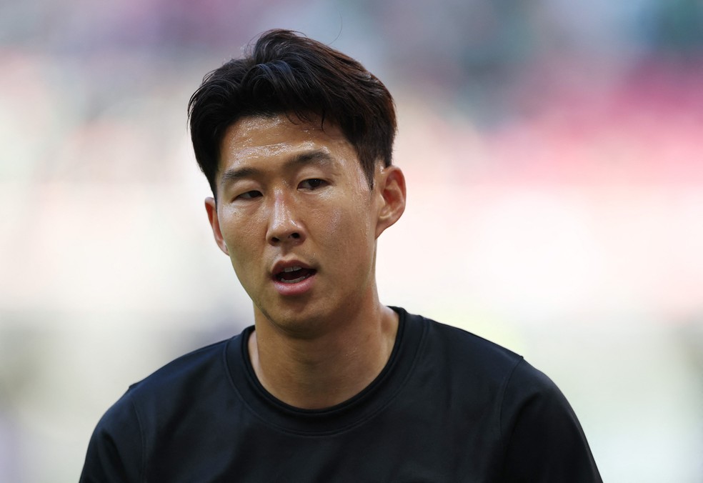 Son Heung-min, da Coreia do Sul, durante aquecimento para jogo contra o México pela Copa do Mundo — Foto: Paul Childs/Reuters