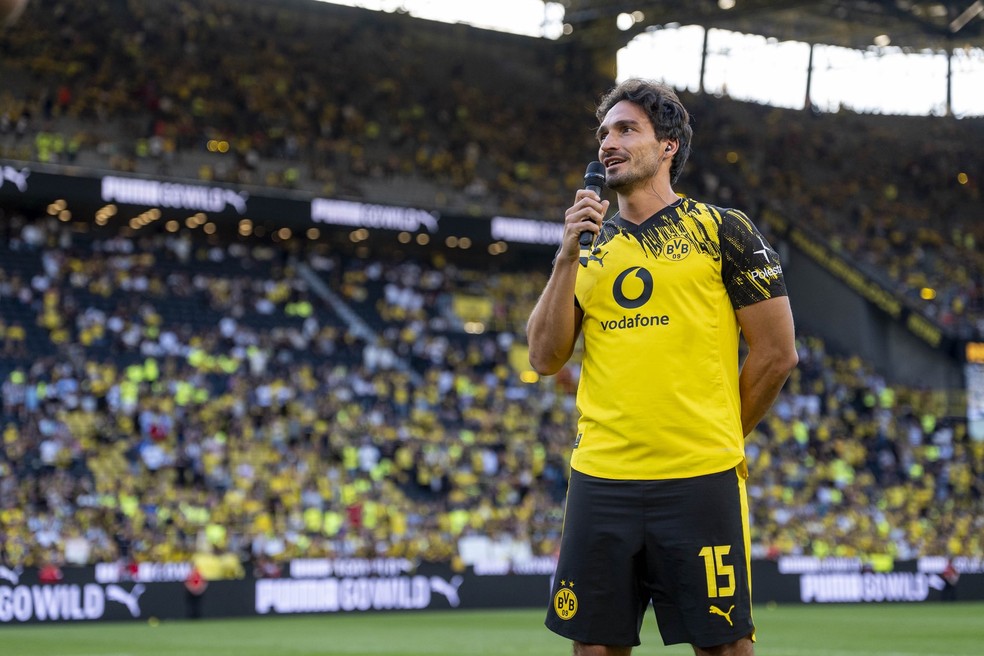 Mats Hummels em jogo de despedida pelo Borussia Dortmund — Foto: Redes Sociais / Borussia Dortmund