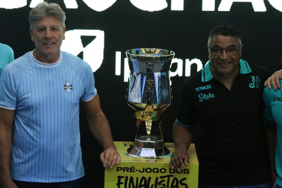 Renato Portaluppi e Roger Machado antes da final do Gauchão