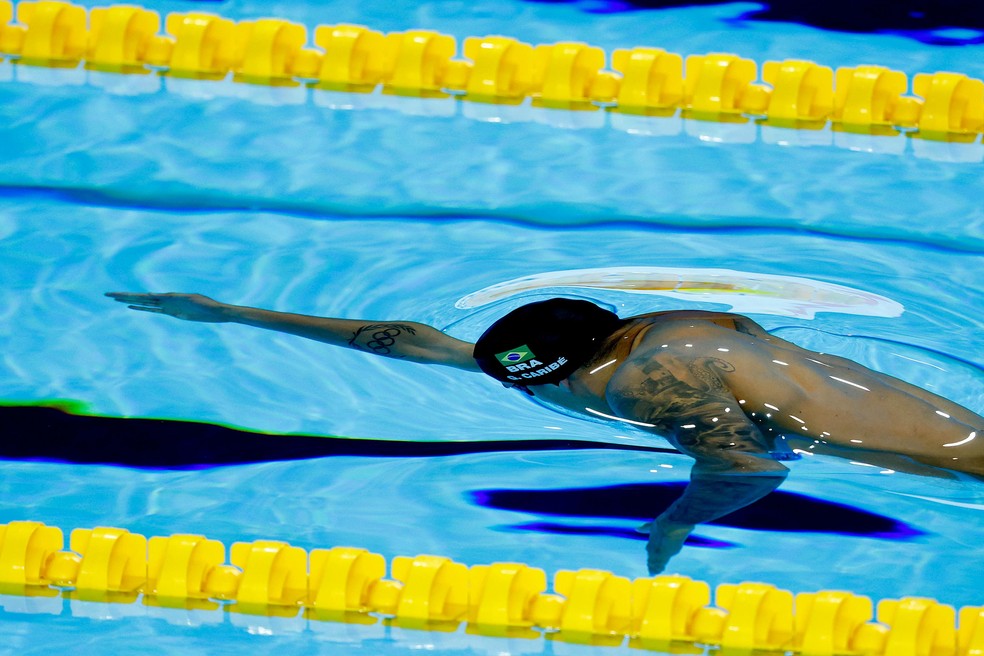 Guilherme Caribé na disputa do Mundial de Natação, em Singapura — Foto: Satiro Sodré/CBDA
