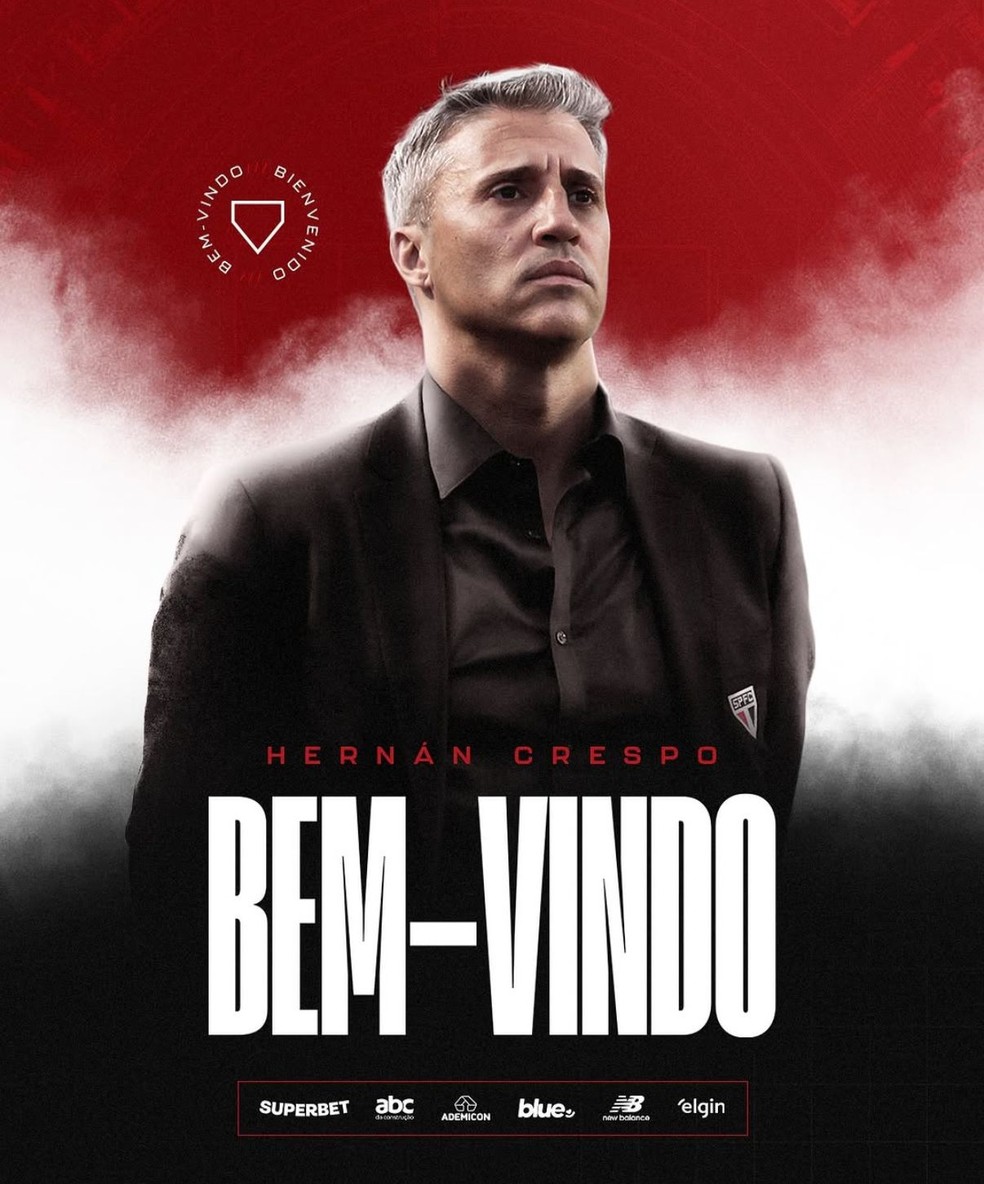 Crespo é anunciado como novo técnico do São Paulo — Foto: Divulgação