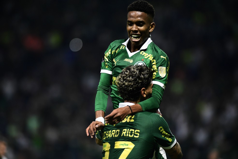 Palmeiras x Liverpool-URU, gol de Estêvão — Foto: Marcos Ribolli