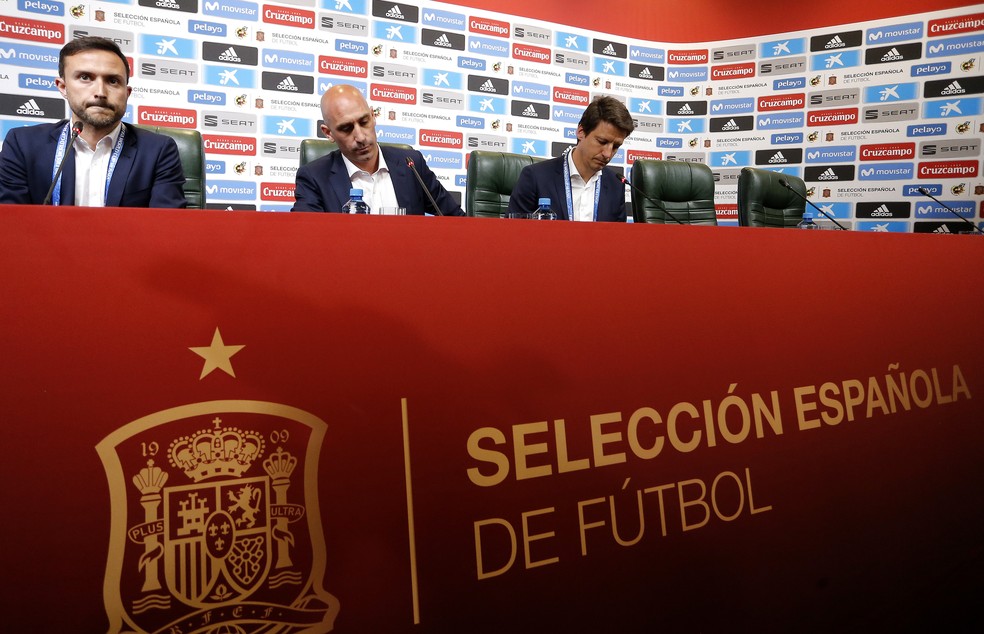 Luis Rubiales demitiu o técnico Lopetegui às vésperas da Copa do Mundo de 2018 — Foto: Getty Images