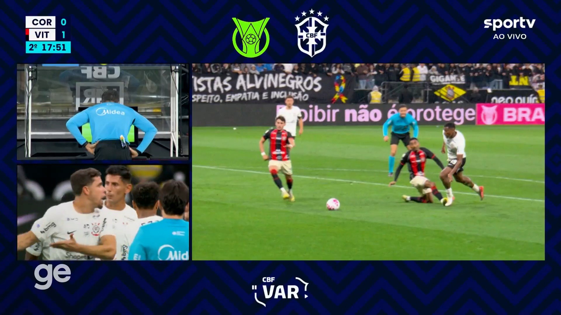 Corinthians tem primeiro pênalti marcado a seu favor no Brasileirão; veja lance e análise do VAR