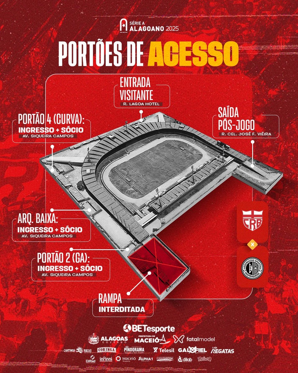 Portões de acesso do Rei Pelé para a final do Alagoano — Foto: ASCOM CRB
