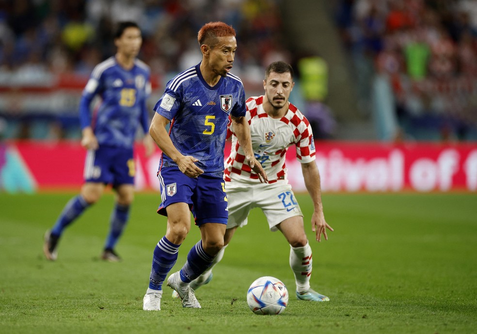 Nagatomo durante jogo do Japão na Copa do Mundo - Nagatomo cinco Copas