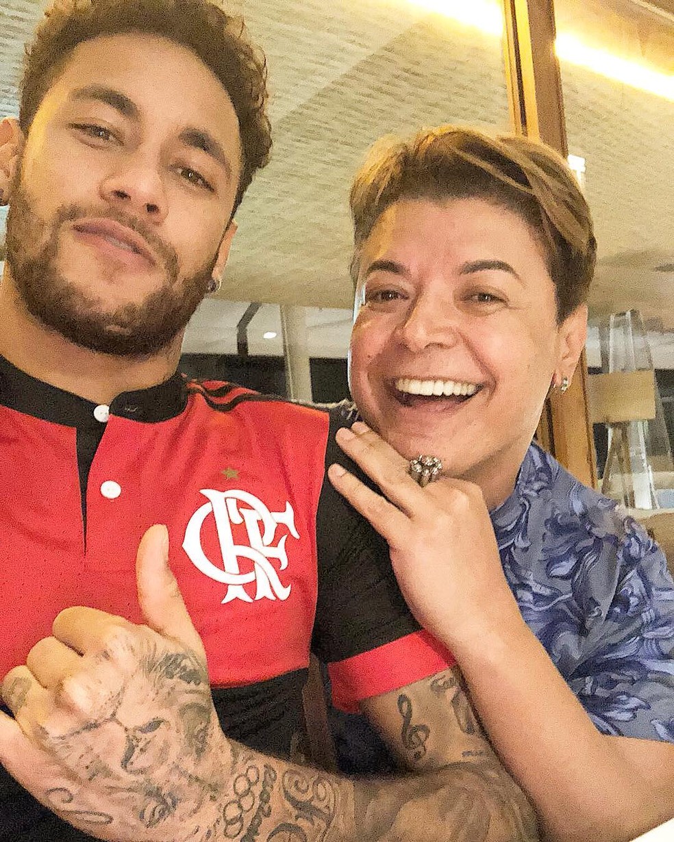 Neymar vestido de Flamengo ao lado de David Brazil em 2021 — Foto: Reprodução/Instagram