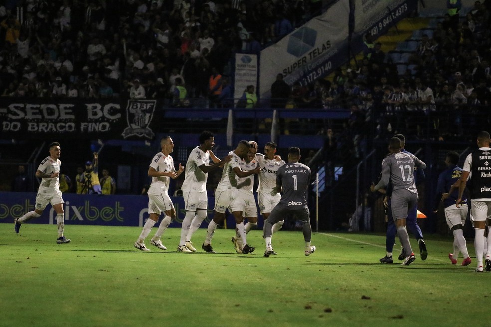 Avaí x Santos, comemoração do gol de JP Chermont — Foto: Leonardo Hübbe/AGIF