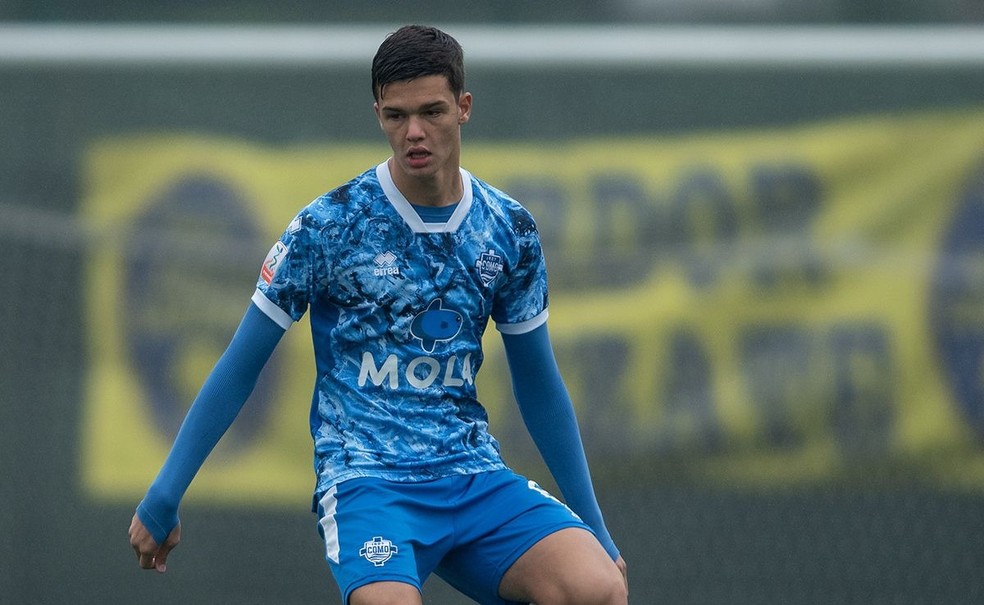 Fellipe Jack, do Palmeiras, no Como 1907 — Foto: Como 1907 / Divulgação