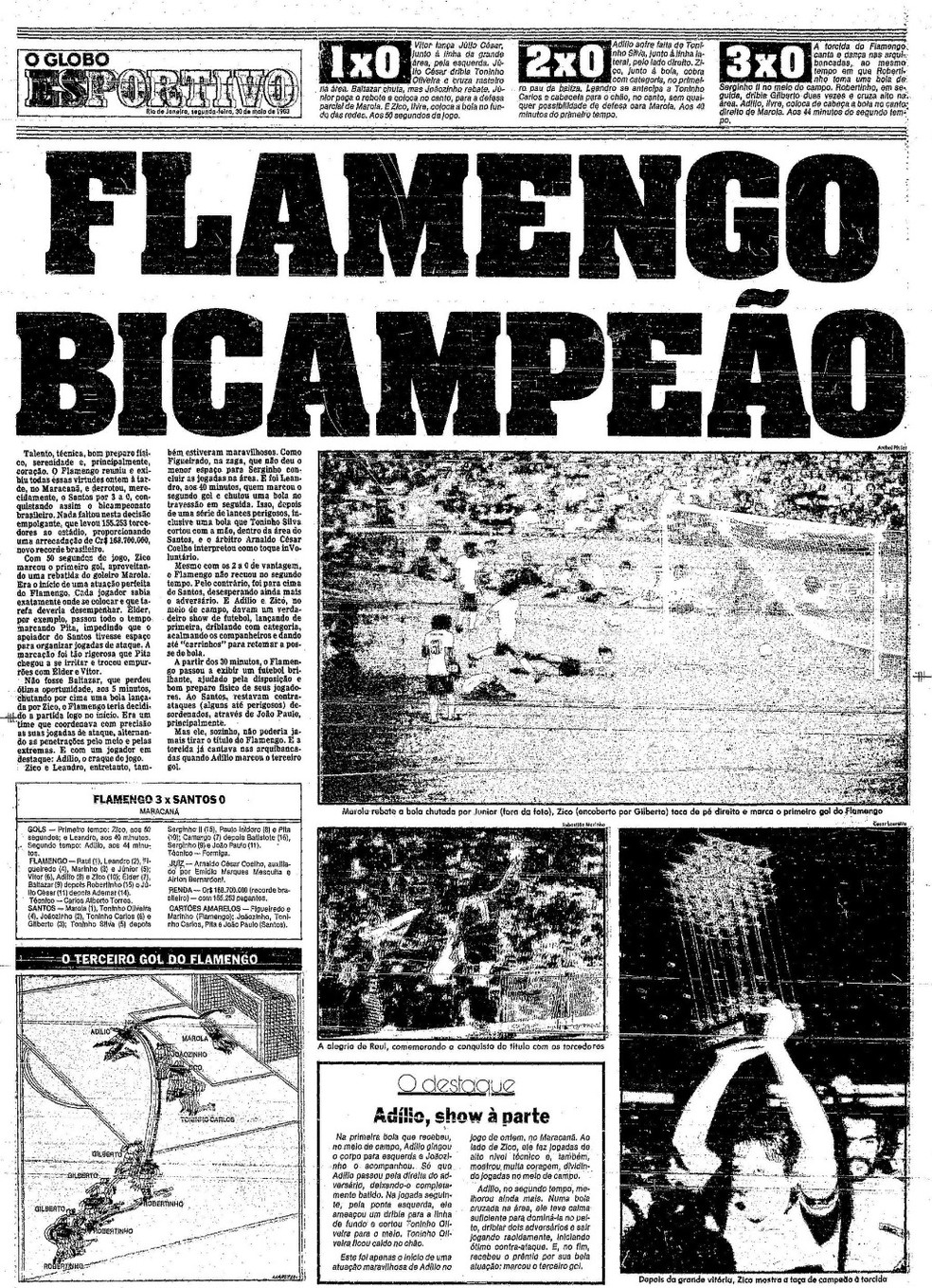 Zico ergue a taça do Campeonato Brasileiro dias antes da venda se tornar pública — Foto: Acervo O Globo