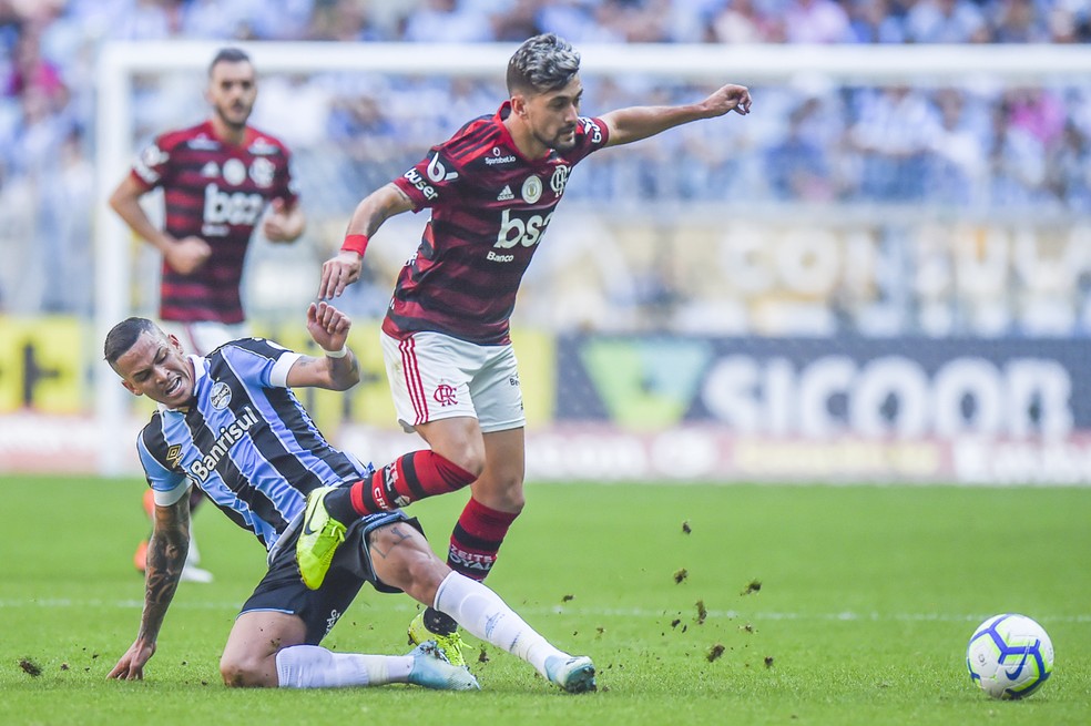 Arrascaeta em ação num Flamengo x Gremio — Foto: Vinícius Costa/BP Filmes