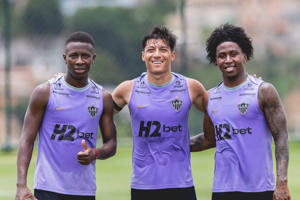 Alan Minda, Alan Franco e Preciado; Atlético-MG — Foto: Pedro Souza / Atlético-MG