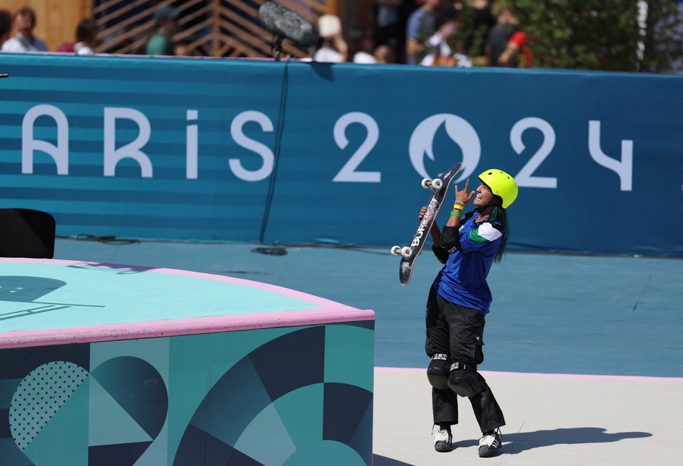 Raicca Ventura nas eliminatórias do skate park nas Olimpíadas de Paris 2024 — Foto: Reuters