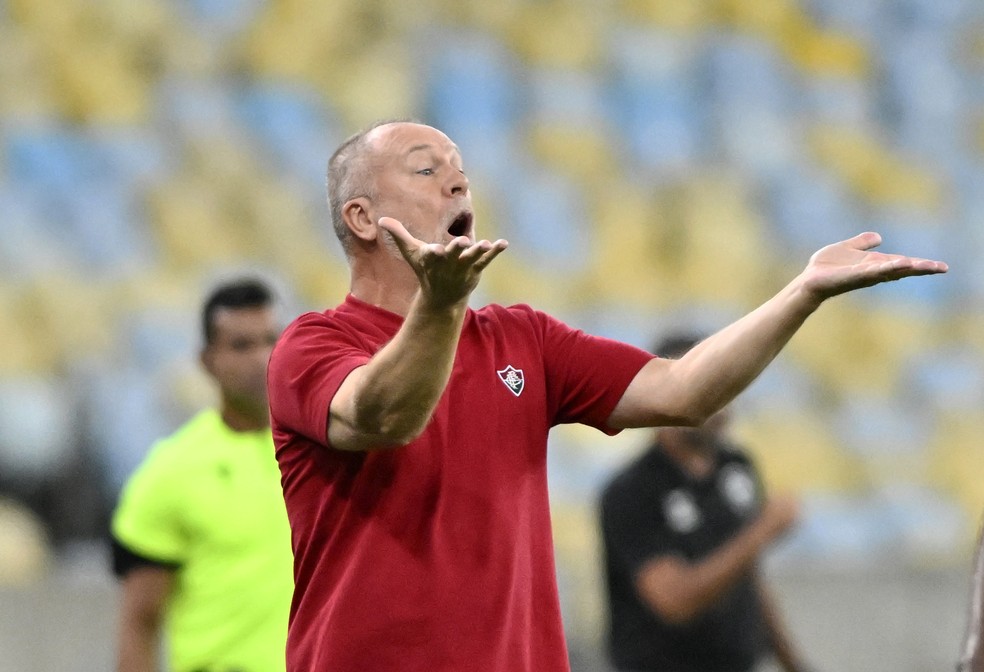 Mano Menezes reclama em Fluminense x Botafogo — Foto: André Durão/ge