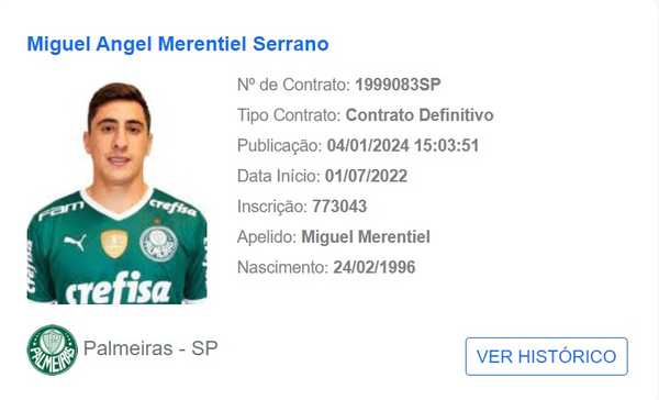 Merentiel é registrado no BID pelo Palmeiras, mas venda para o Boca Juniors está por detalhes