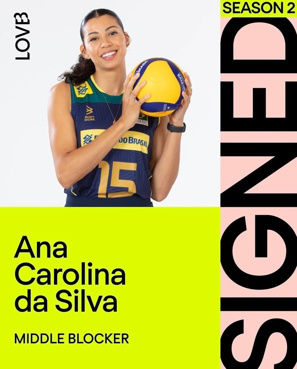 Carolana é anunciada na LOVB — Foto: Reprodução/Instagram