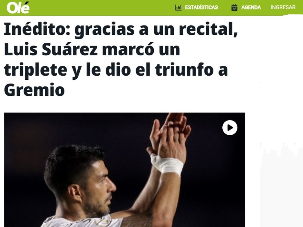 Suárez foi destaque no Olé — Foto: Reprodução